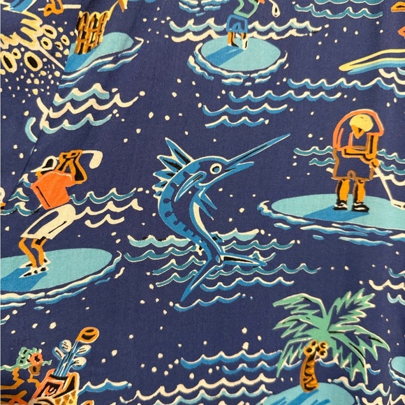 John Severson Collection by Kahala Vtg Blue Hawaiian Shirt with Golf Print Large - Picture 9 of 15